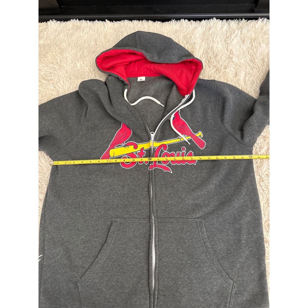 St Louis Cardinals Mens Adult XL Zip Up Hoodie Red Cardinal Logo Baseball - Picture 4 of 6
